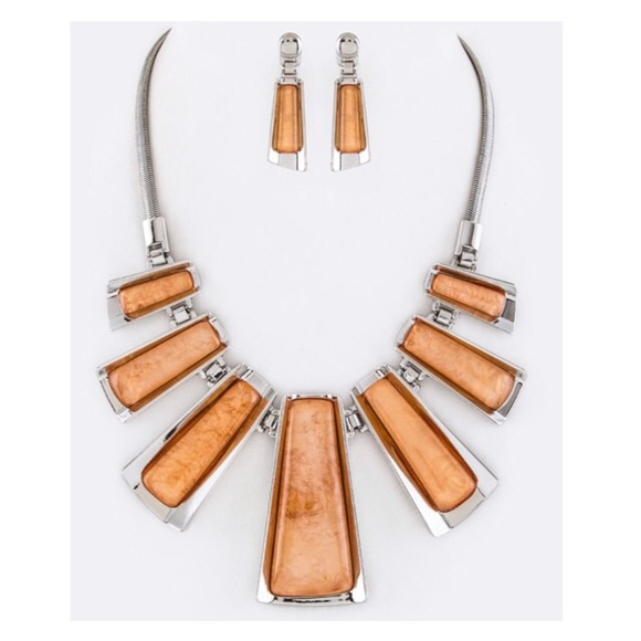 SwankStyles Jewelry - Peach silver metal wrapped resin necklace